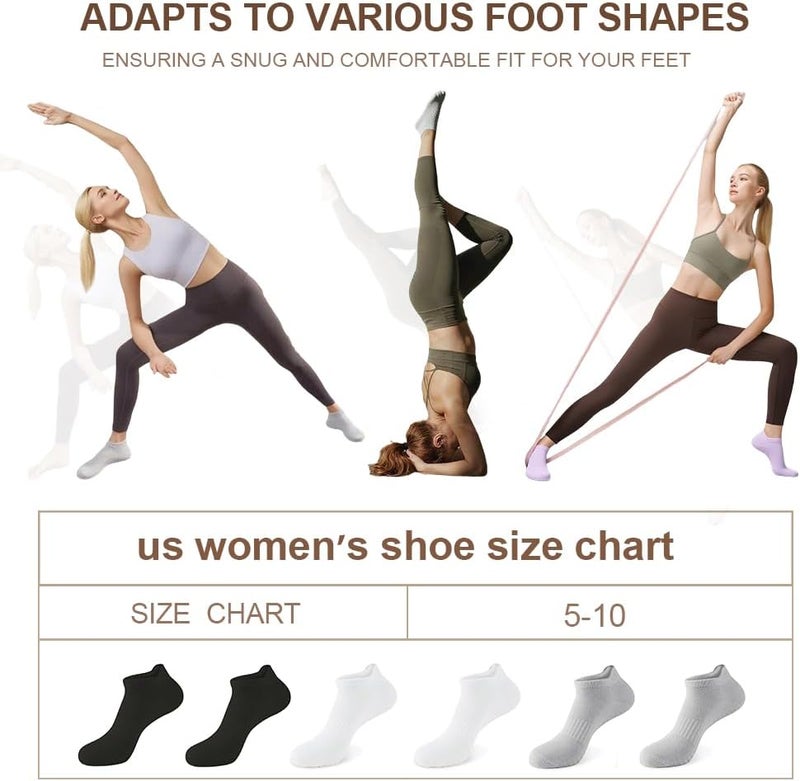 kepiibi 5 Pairs Pilates Socks with Grips for Women Non Slip Grip Yoga Crew Socks for Barre Hospital Barefoot Workout - Image 5